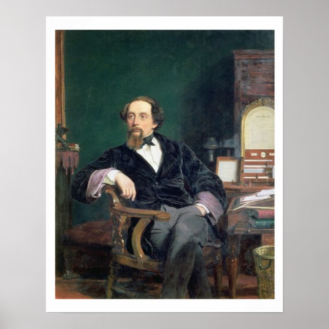 Póster Retrato de Charles Dickens (óleo na canvas) (Frente)