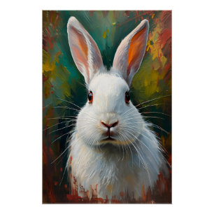 Póster Retrato de Coelho Artístico - Pintura a Óleo Vibra