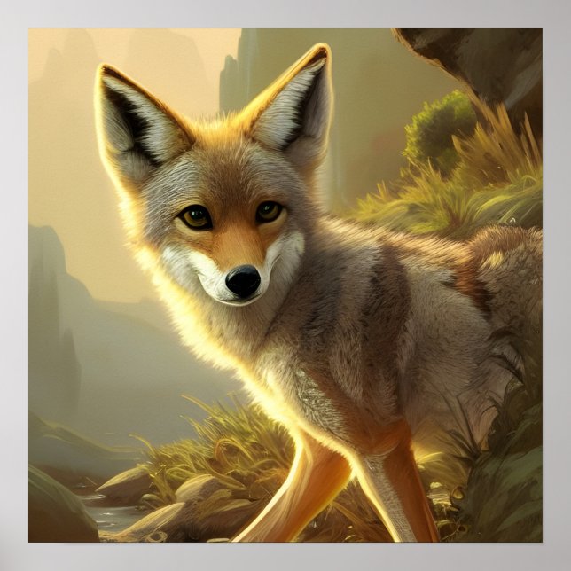 Poster Retrato de Coyote Pup Wildlife (Frente)
