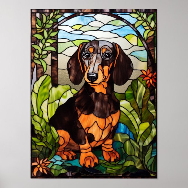 Poster Retrato de Dachshund Fofo (Frente)