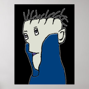 Poster Retrato de desenho de fantasia do homem elegante