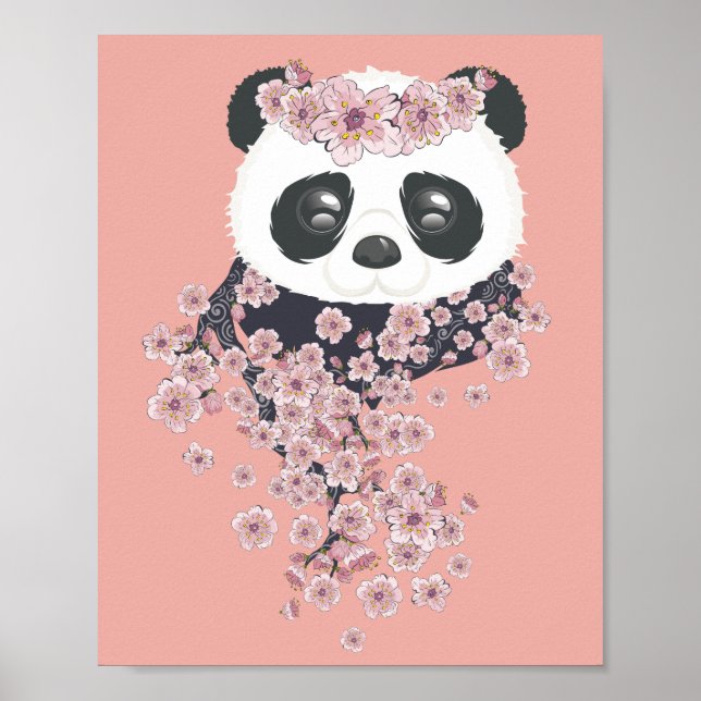 Pôster em tela de desenho de panda fofo para berçário, impressão