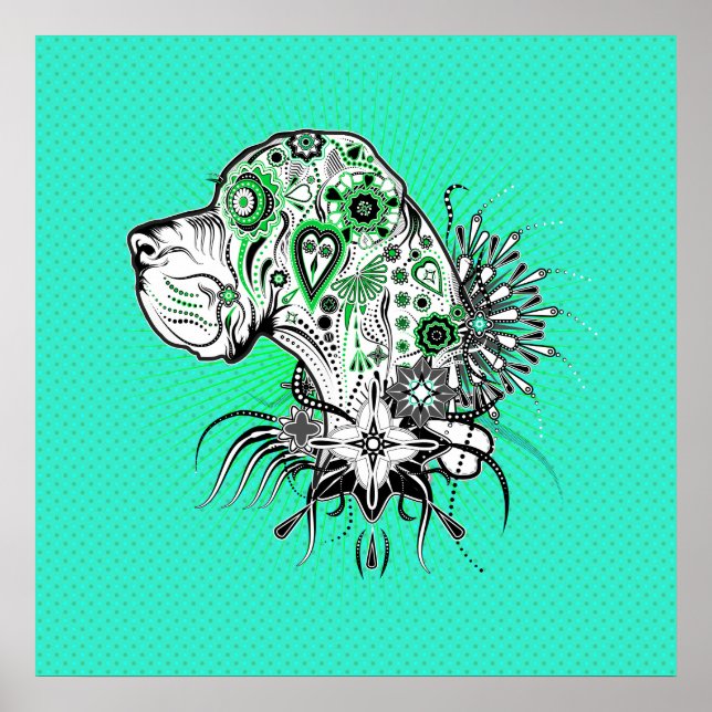 Poster Retrato de Doggen Grün (Frente)