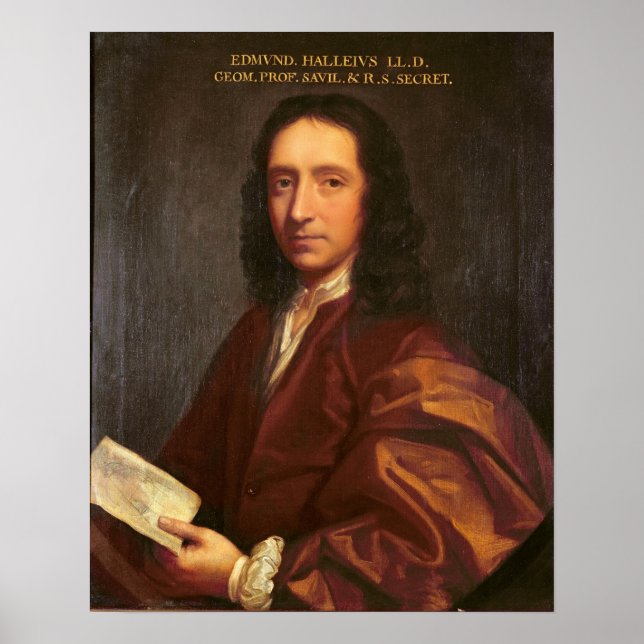 Póster Retrato de Edmond Halley, c.1687 (Frente)