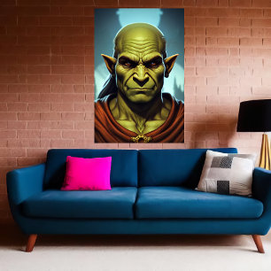 Poster Retrato de Elf orc híbrido masculino Arte AI