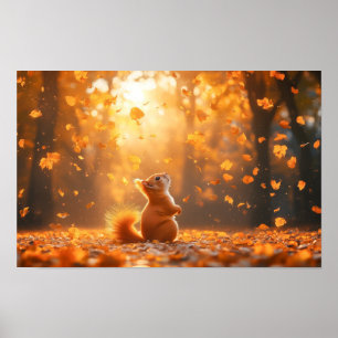 Poster Retrato de Esquilo Amoroso Animal Selvagem 