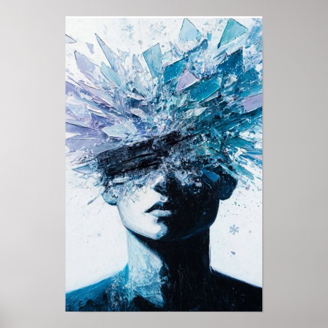 Poster Retrato de Explosão de Cristal de Gelo - Mente Des (Frente)
