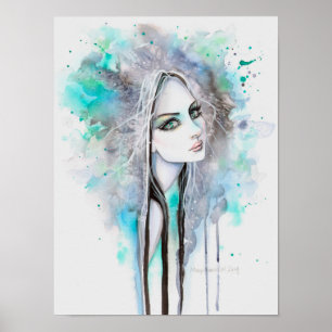 Poster Retrato de Fantasia Abstrata de Fantasma de Olhos