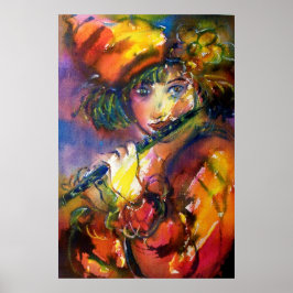 Póster RETRATO DE FLAUTISTA / Máscara Veneziana