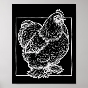 Poster Retrato de Frango Cochin - Ave de Fazenda Fofa Vin
