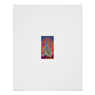 Póster Retrato de Ganesha com Auréola Arco-Íris Lótus