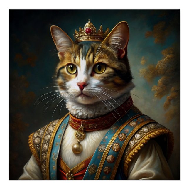 Póster Retrato de Gato Renascentista (Frente)