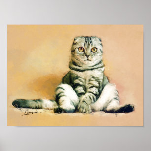 Poster Retrato de Gato Scottish Fold Sentado