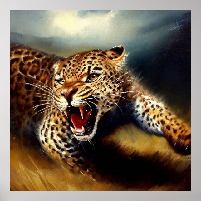 Poster Retrato de Gato Selvagem de Leopard (Frente)