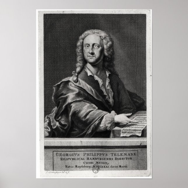 Póster Retrato de Georg Philipp Telemann (Frente)