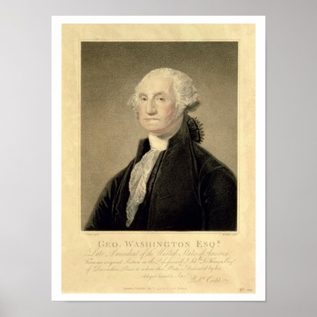 Poster Retrato de George Washington, gravado por William (Frente)