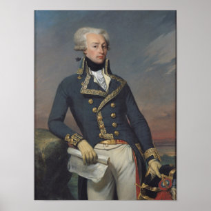Póster Retrato de Gilbert Motier como um tenente