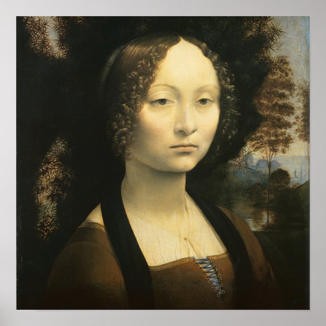 Poster Retrato de Ginevra Benci de Leonardo da Vinci (Frente)