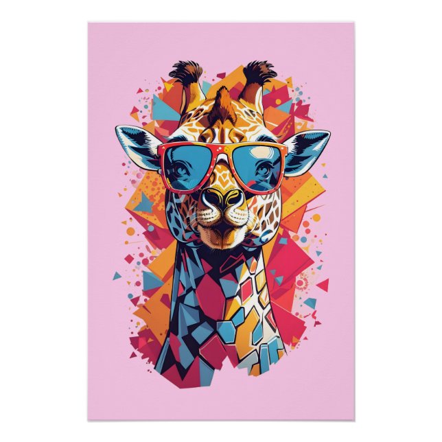 Póster Retrato de Girafa em Estilo Grafite-58567 (Frente)