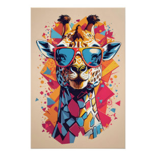 Póster Retrato de Girafa em Estilo Grafite-58567