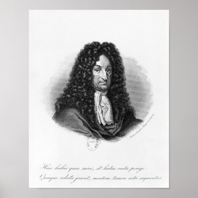 Póster Retrato de Gottfried Wilhelm Baron de Leibniz (Frente)