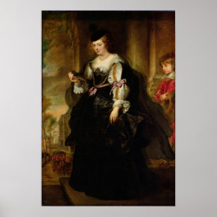 Póster Retrato de Helene Fourment com um treinador,