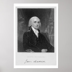 Póster Retrato de James Madison, gravado por William A.