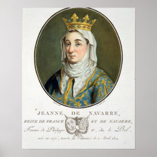 Poster Retrato de Jeanne de Navarra (1271-1304), 1788 (c