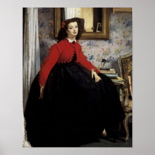 Poster Retrato de Jeune Femme en Veste Rouge