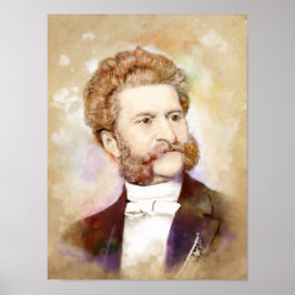 Poster Retrato de Johann Strauss (filho) em estilo aquare