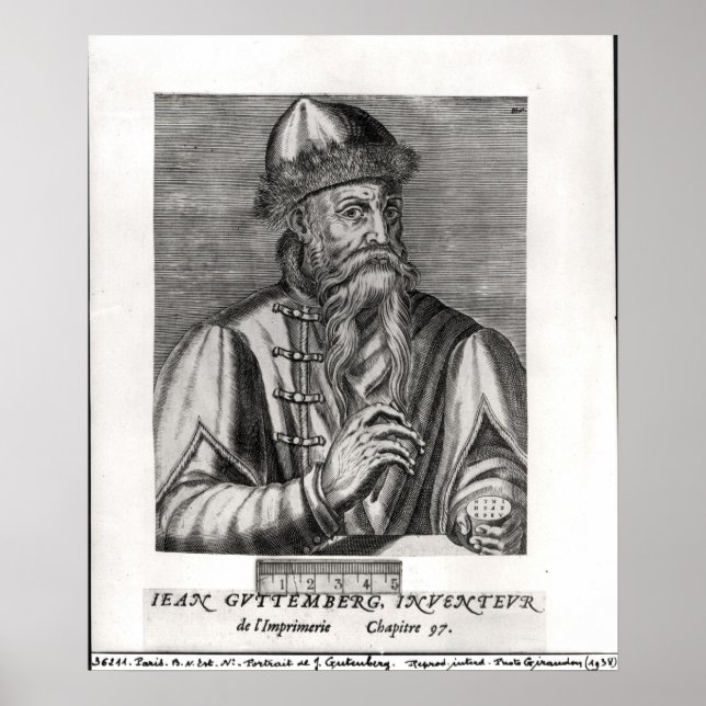 Poster Retrato de Johannes Gutenberg (Frente)