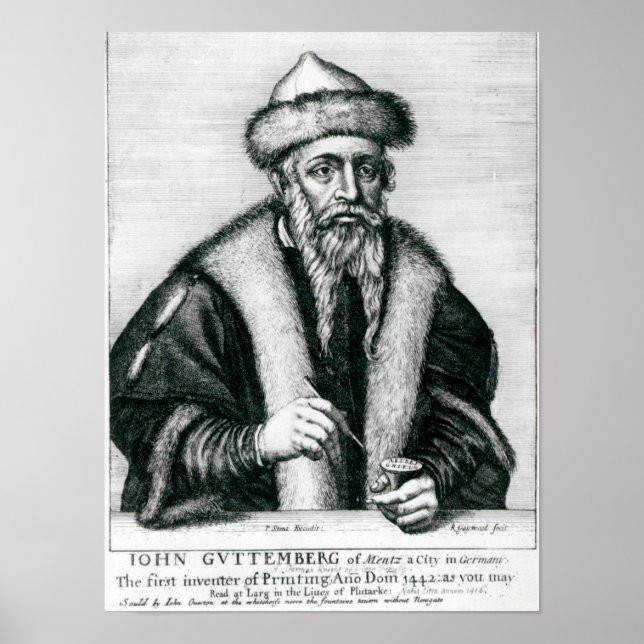 Póster Retrato de Johannes Gutenberg 2 (Frente)
