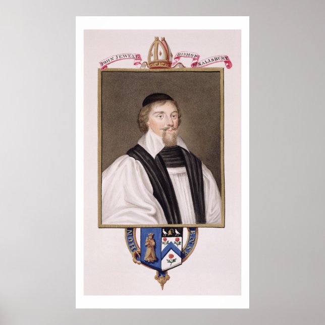 Poster Retrato de John Jewel (1522-71) Bispo de Salisbu (Frente)