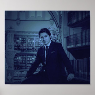 Poster Retrato de Justin Trudeau 2014 em azul