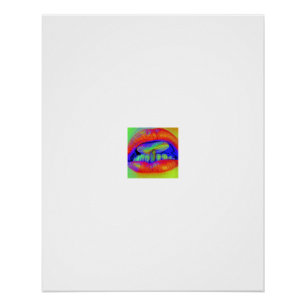 Póster Retrato de Lábios de Cogumelo Térmico Neon