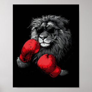 Poster Retrato de Leão Motivo de Boxeador Vida Selvagem K
