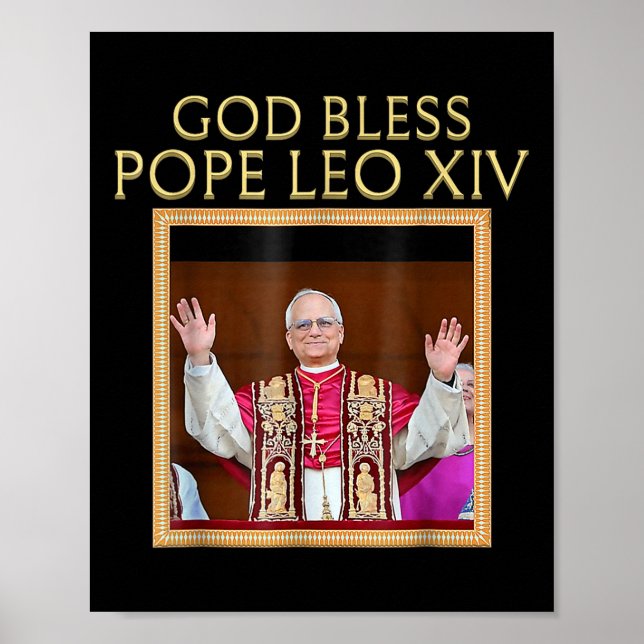 Poster Retrato de Leo Xiv, Papa deus abençoe (Frente)