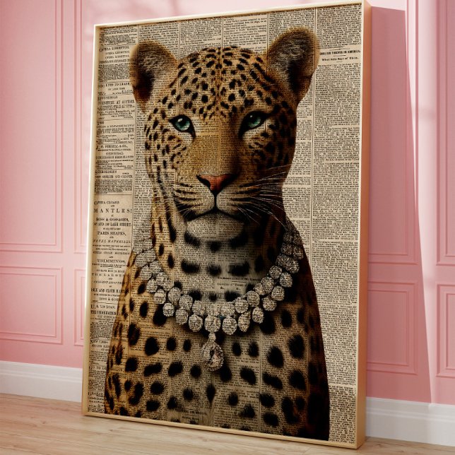 Poster Retrato de Leopardo Vintage | Glam Jungle (Criador carregado)