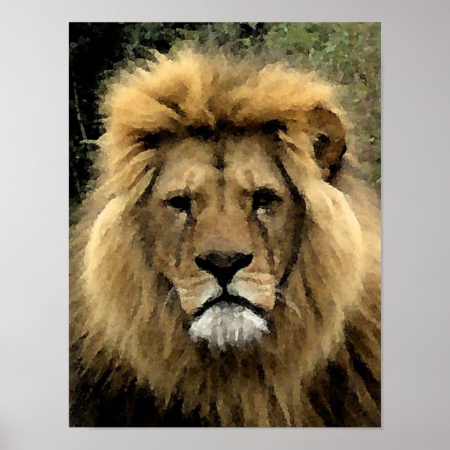 Poster Retrato de Lion Watercolor - Canvas (Frente)