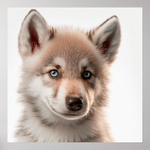 Retrato de Lobo Bebê Fofo | Quadrado 1:1
