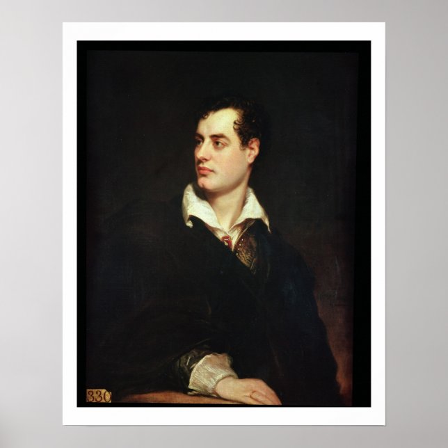 Póster Retrato de Lord Byron (1788-1824) (óleo na canvas) (Frente)