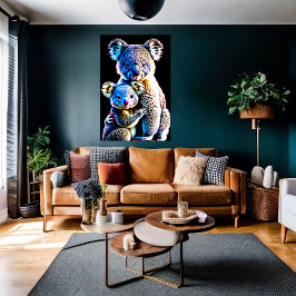 Poster Retrato de Mãe e Filho de Koala | Arte AI