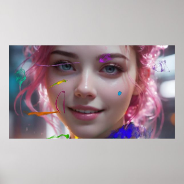 Poster Retrato de Menina Desfocado e Abstrato (Frente)