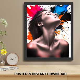 Poster Retrato de Menina na Elegância das Cinzas e Explos