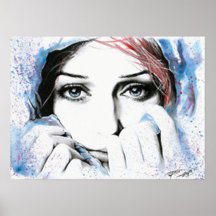 Póster Retrato de moça Olhos Bonito Imagem de pintor de a