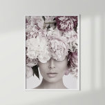 Poster Retrato de Moda Floral Dusty Rosa<br><div class="desc">Bonitas colônias de rosa empoeiradas escondem o rosto de um modelo de moda. Esta poster de menina moderna é uma design excelente numa sala neutra,  cinza ou eclética.</div>