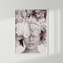 Poster Retrato de Moda Floral Dusty Rosa