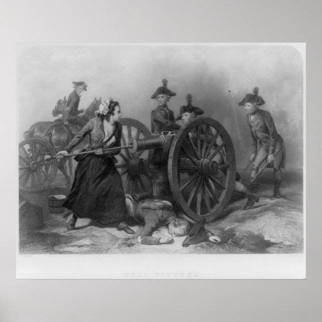 Póster Retrato de Molly Pitcher carregando um canhão (Frente)