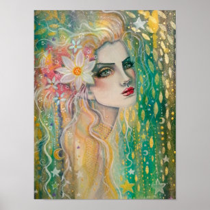 Póster Retrato de Mulher Bonita Arte Fantasia
