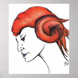 Poster Retrato de mulher com cabelo laranja em arte pop